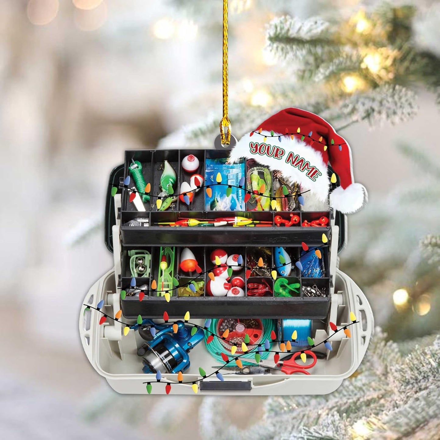 Personalized Fishing Tackle Box Christmas Ornament 2024, Custom Name Fishing Lover Fisherman Ornament ON0850