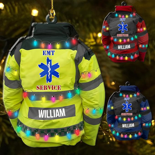 Personalized EMT EMS Paramedic Emergency Medical Christmas Ornament, Custom Uniforms Doctor Surgery Ornament ON0568