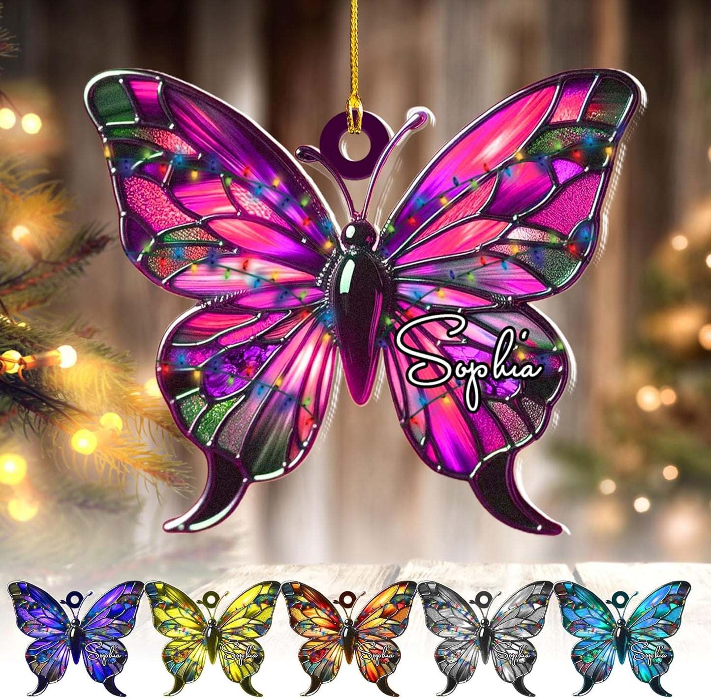 Personalized Butterfly Christmas Ornament, Custom Name Butterfly Ornament ON0695