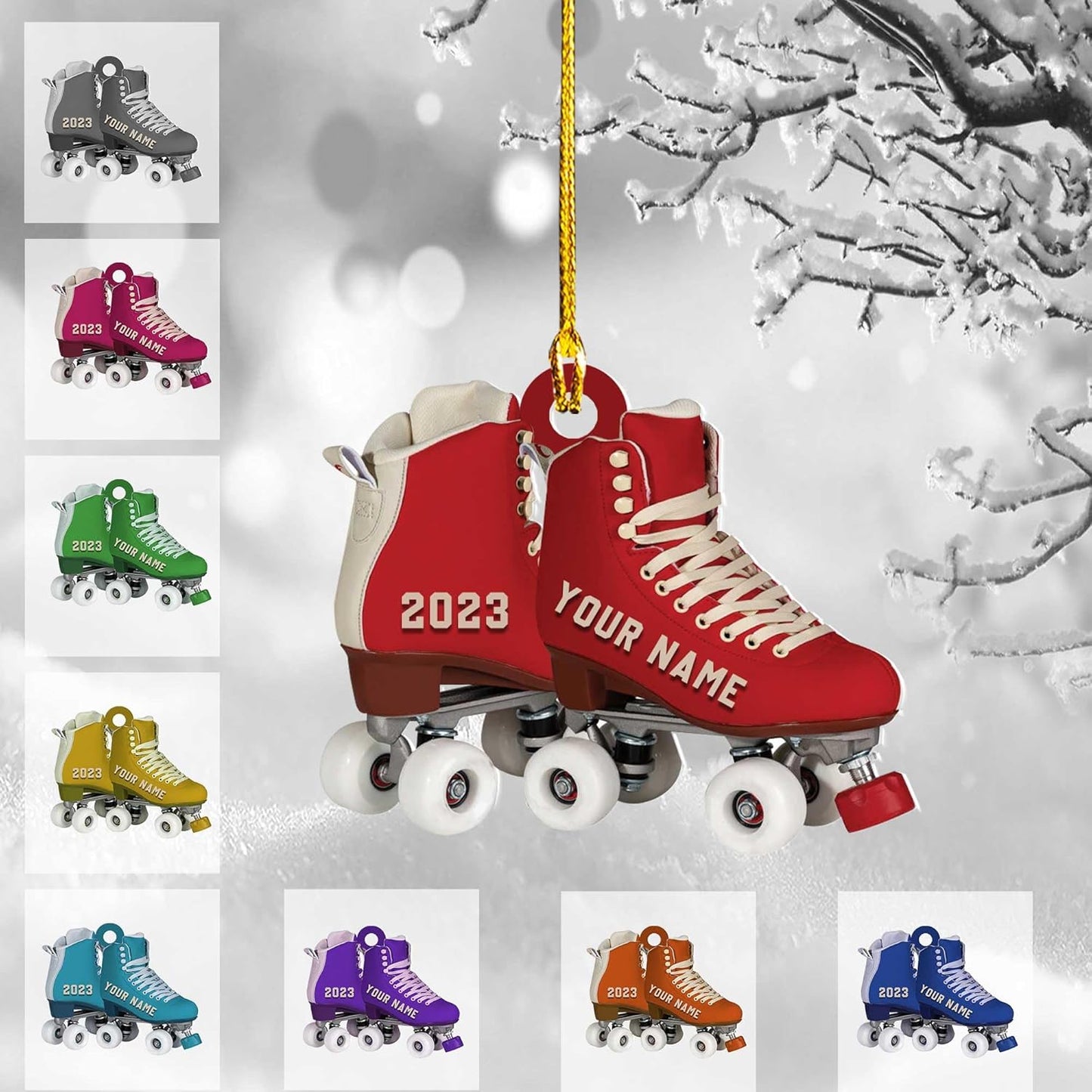 Personalized Roller Skates Shoes Ornament, Custom Name Roller Skate Lovers Ornament ON0692