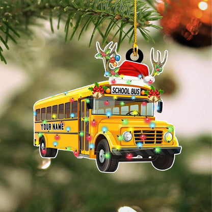 Personalized School Bus Christmas Ornament, Custom Name School Bus Driver Ornament ON0612