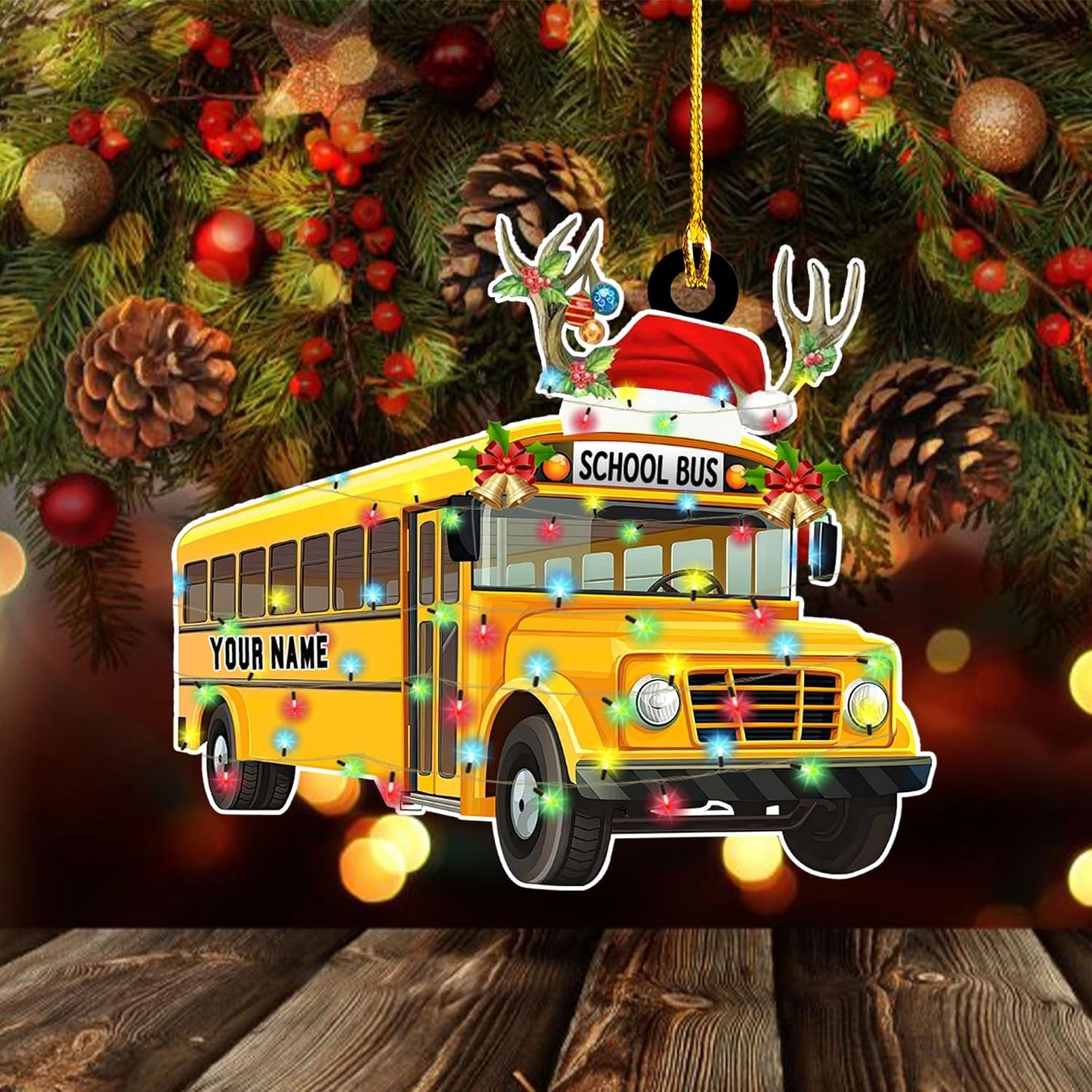 Personalized School Bus Christmas Ornament, Custom Name School Bus Driver Ornament ON0612