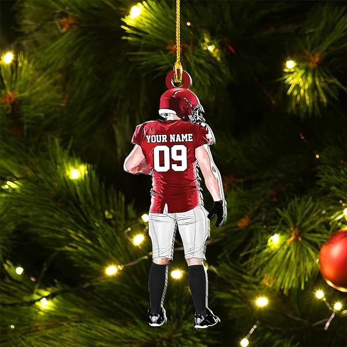 Personalized Football Player Christmas Ornament 2024, Custom Name Number Football Ornament ON0457