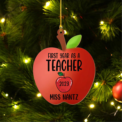 Personalized First Year As A Teacher Christmas Ornament, Custom Teacher Ornament 2024 ON0641