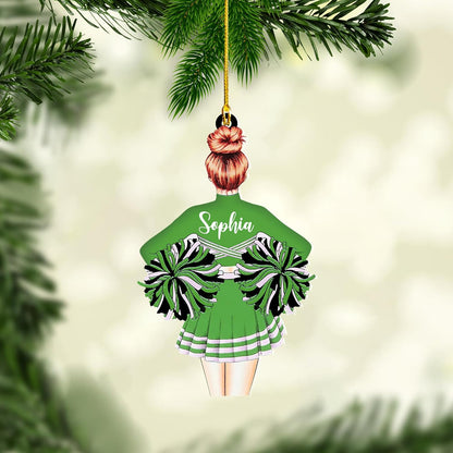 Personalized Cheerleader Girl Christmas Ornament 2024, Custom Name Cheerleader Lover Ornament ON0603