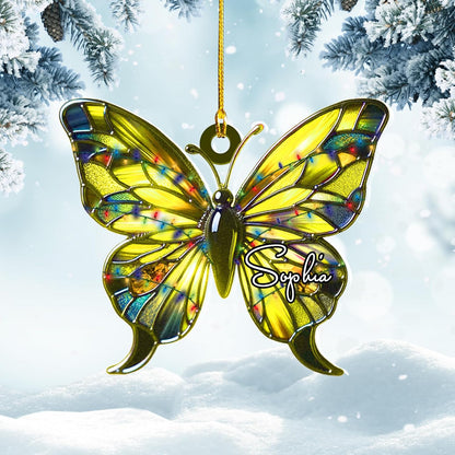 Personalized Butterfly Christmas Ornament, Custom Name Butterfly Ornament ON0695