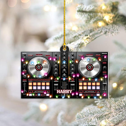 Personalized Music Mixer Turntable DJ Christmas Ornament, Custom Name DJ Lover DJ Fans Ornament ON0666