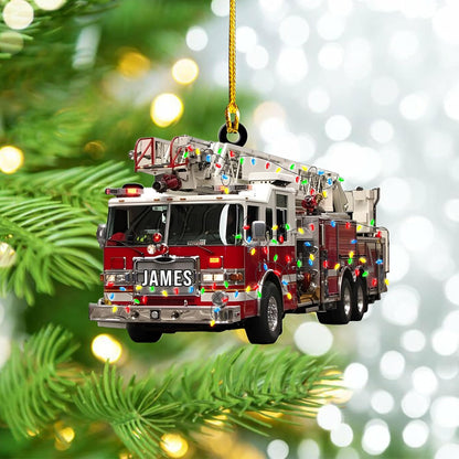 Personalized Fire Truck Firefighter Christmas Ornament, Custom Firefighter Xmas Ornament ON0622