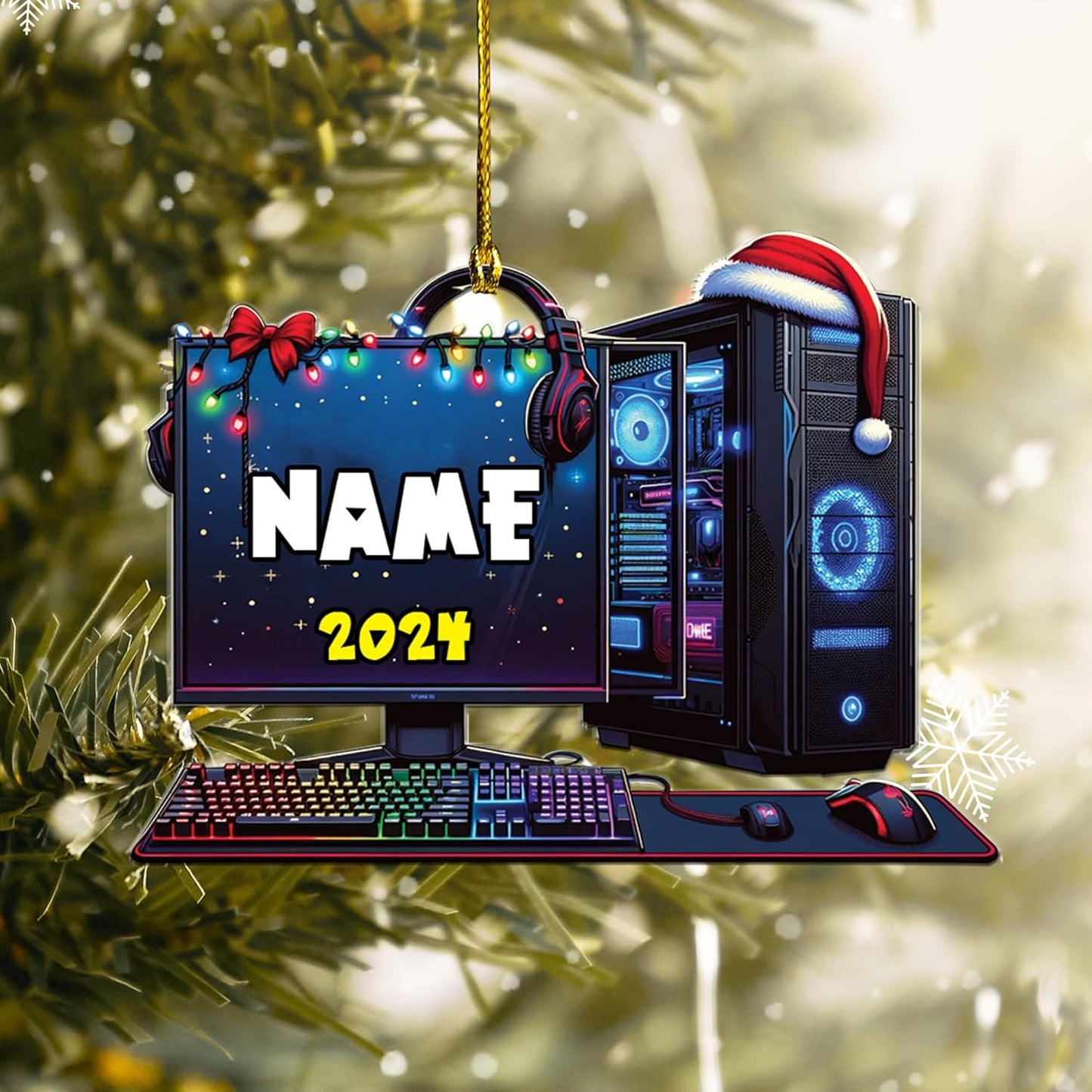 Personalized PC Computer Christmas Ornament 2024, Custom Name Game Player Ornament ON0677