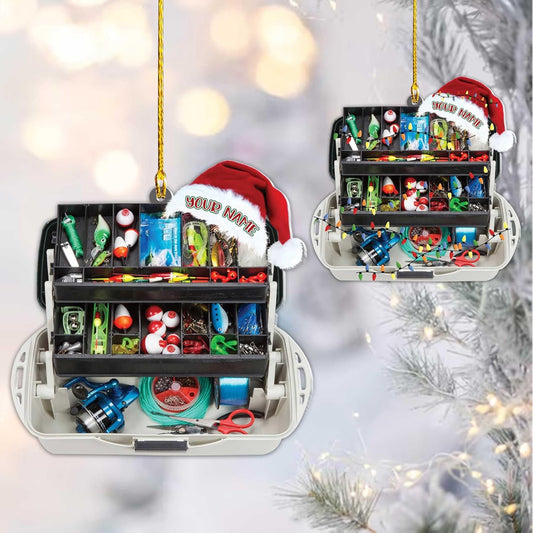 Personalized Fishing Tackle Box Christmas Ornament 2024, Custom Name Fishing Lover Fisherman Ornament ON0850