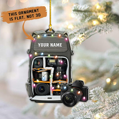 Personalized Camera Bag Christmas Ornament 2024, Custom Name Photographer Ornament ON0671