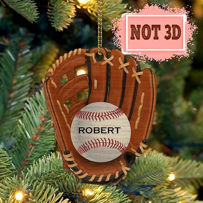 Personalized Baseball Gloves Ornament, Custom Name Baseball Lover Ornament ON0570