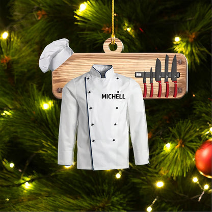 Personalized Chef Uniform Hat Ornament, Custom Chef Love Kitchen Christmas Ornament ON0610