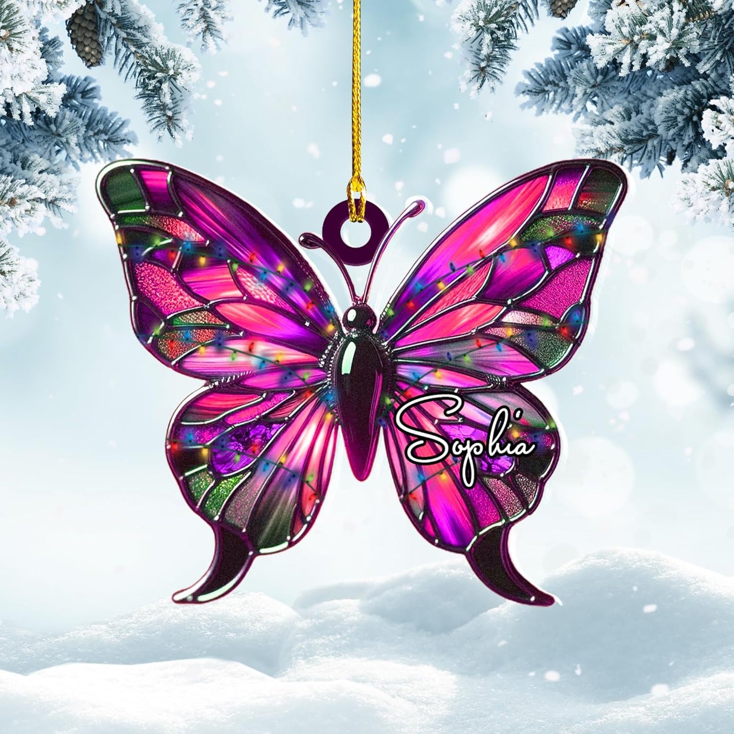 Personalized Butterfly Christmas Ornament, Custom Name Butterfly Ornament ON0695