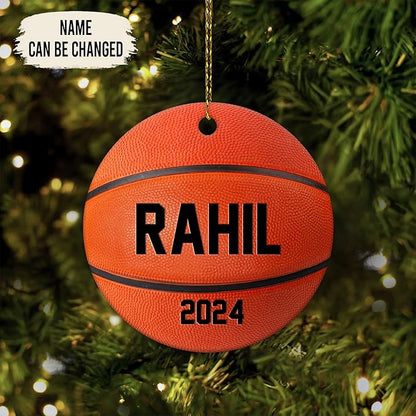 Personalized Basketball Christmas Ornament 2024, Custom Name Basketball Ornament for Kids Boys Girls ON0563