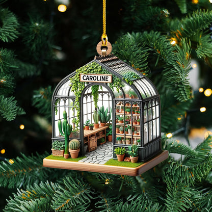 Personalized Garden House Christmas Ornament, Custom Name Gardener Garden Lover Ornament ON0686