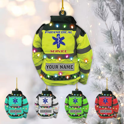 Personalized EMS EMT Paramedic Jacket Ornament, Custom Name Emergency Medical Ornament ON1011