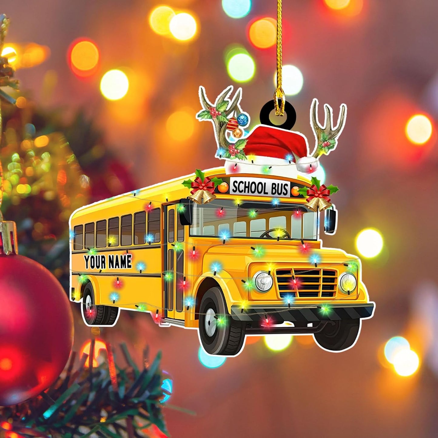 Personalized School Bus Christmas Ornament, Custom Name School Bus Driver Ornament ON0612