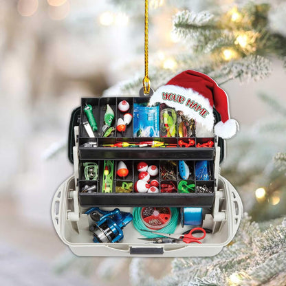 Personalized Fishing Tackle Box Christmas Ornament 2024, Custom Name Fishing Lover Fisherman Ornament ON0850