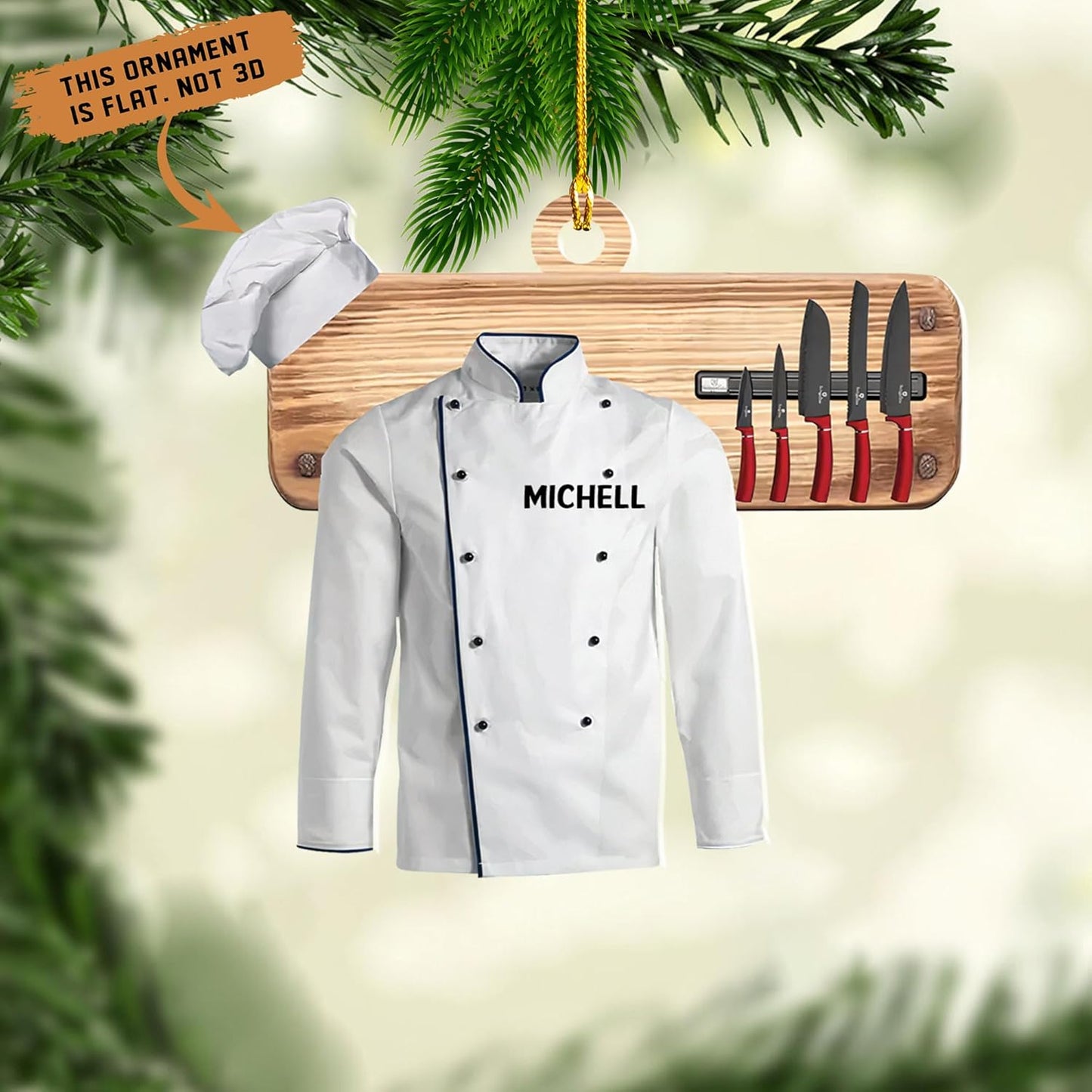 Personalized Chef Uniform Hat Ornament, Custom Chef Love Kitchen Christmas Ornament ON0610