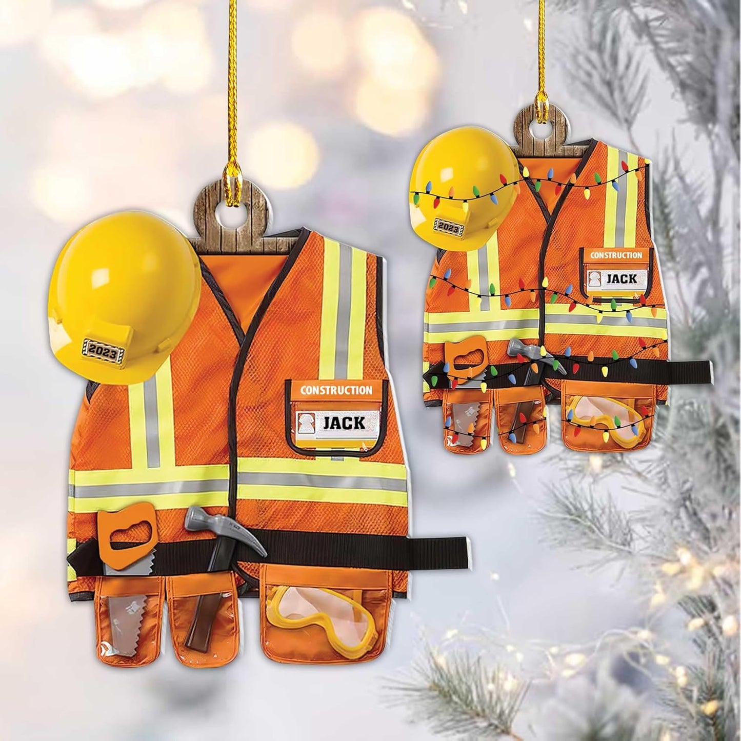 Personalized Construction Uniform Christmas Ornament, Custom Name Construction Worker Ornament ON0676