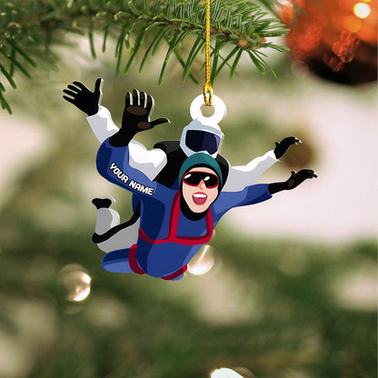 Personalized Sky Diving Christmas Ornament, Custom Name Skydiver Ornament With Name ON0667