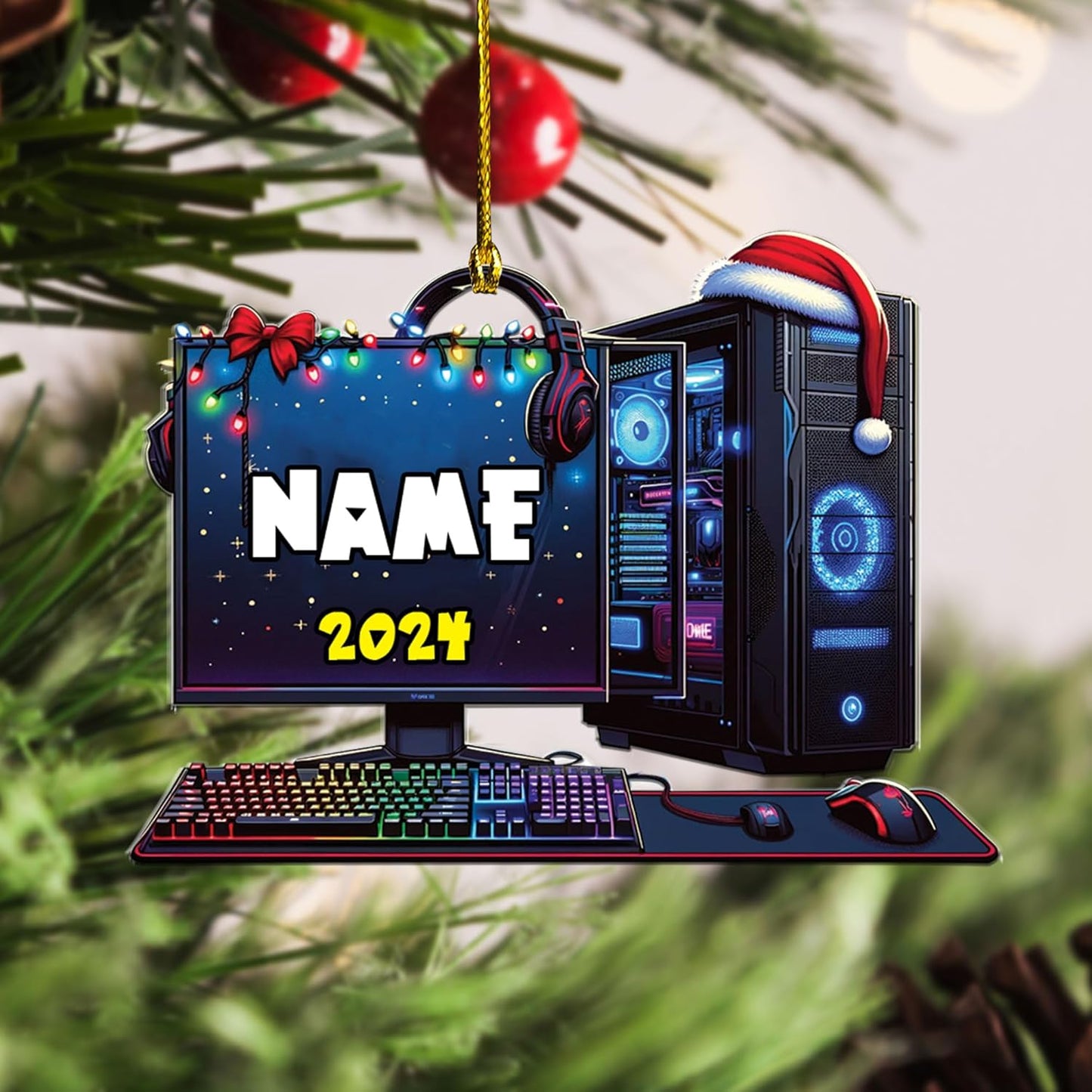 Personalized PC Computer Christmas Ornament 2024, Custom Name Game Player Ornament ON0677