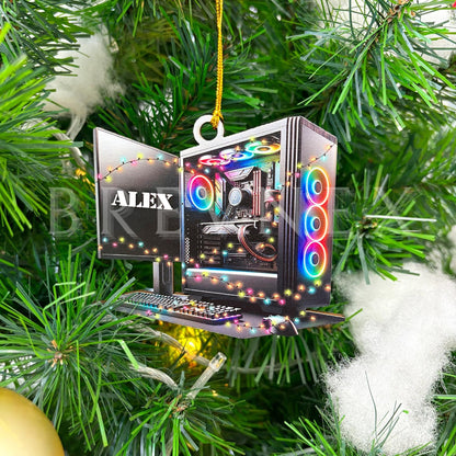 Personalized PC Computer Christmas Ornament, Custom Name Gaming Gamer Christmas Ornament ON0670