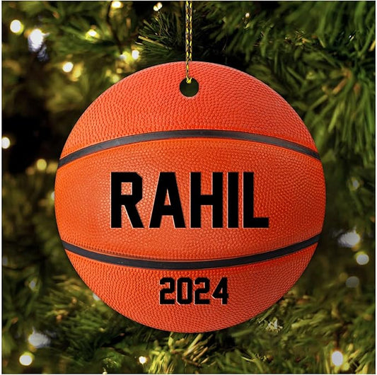 Personalized Basketball Christmas Ornament 2024, Custom Name Basketball Ornament for Kids Boys Girls ON0563