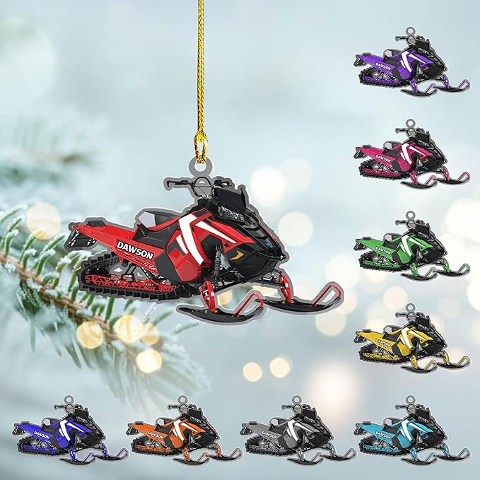 Personalized Snowmobile Acrylic Christmas Ornament, Custom Name Snowmobile Racing Lovers Ornament ON0458