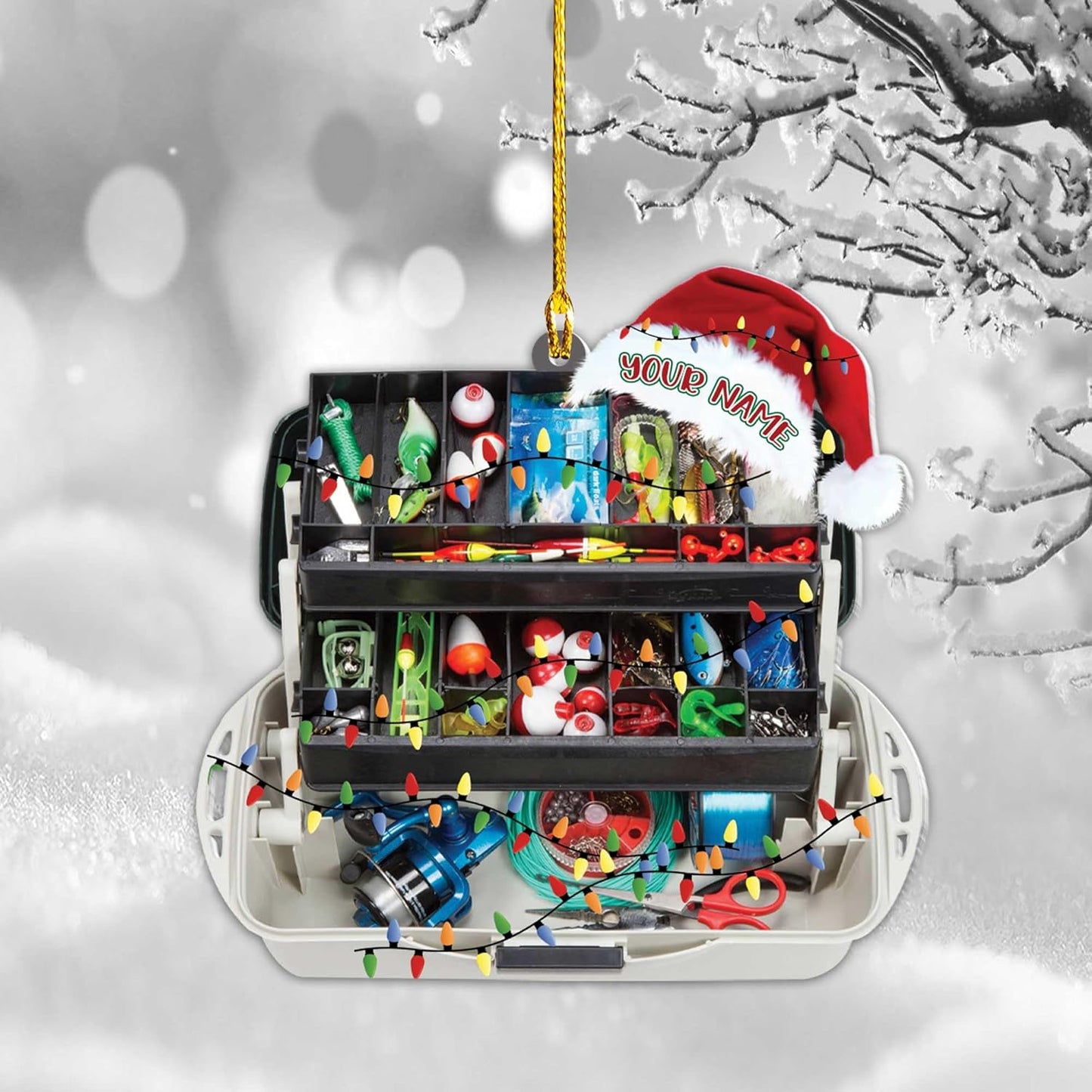 Personalized Fishing Tackle Box Christmas Ornament 2024, Custom Name Fishing Lover Fisherman Ornament ON0850