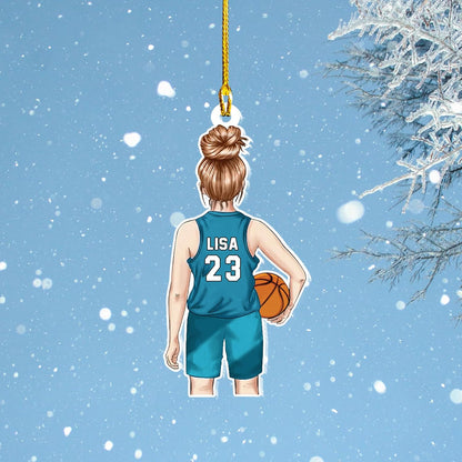 Personalized Basketball Player Female Ornament, Custom Basketball Christmas Ornament With Name Number ON1007