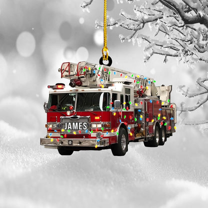 Personalized Fire Truck Firefighter Christmas Ornament, Custom Firefighter Xmas Ornament ON0622