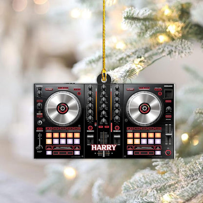 Personalized Music Mixer Turntable DJ Christmas Ornament, Custom Name DJ Lover DJ Fans Ornament ON0666