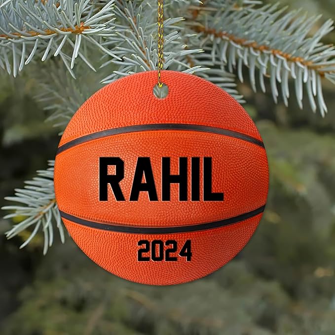 Personalized Basketball Christmas Ornament 2024, Custom Name Basketball Ornament for Kids Boys Girls ON0563