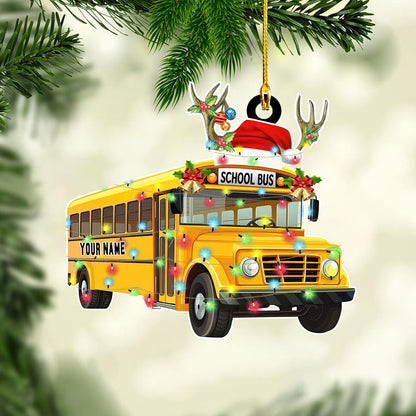 Personalized School Bus Christmas Ornament, Custom Name School Bus Driver Ornament ON0612