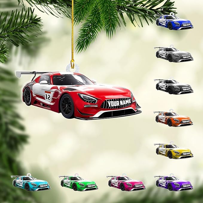 Personalized Race Car Christmas Ornaments 2024, Custom Racing Christmas Ornament ON0580