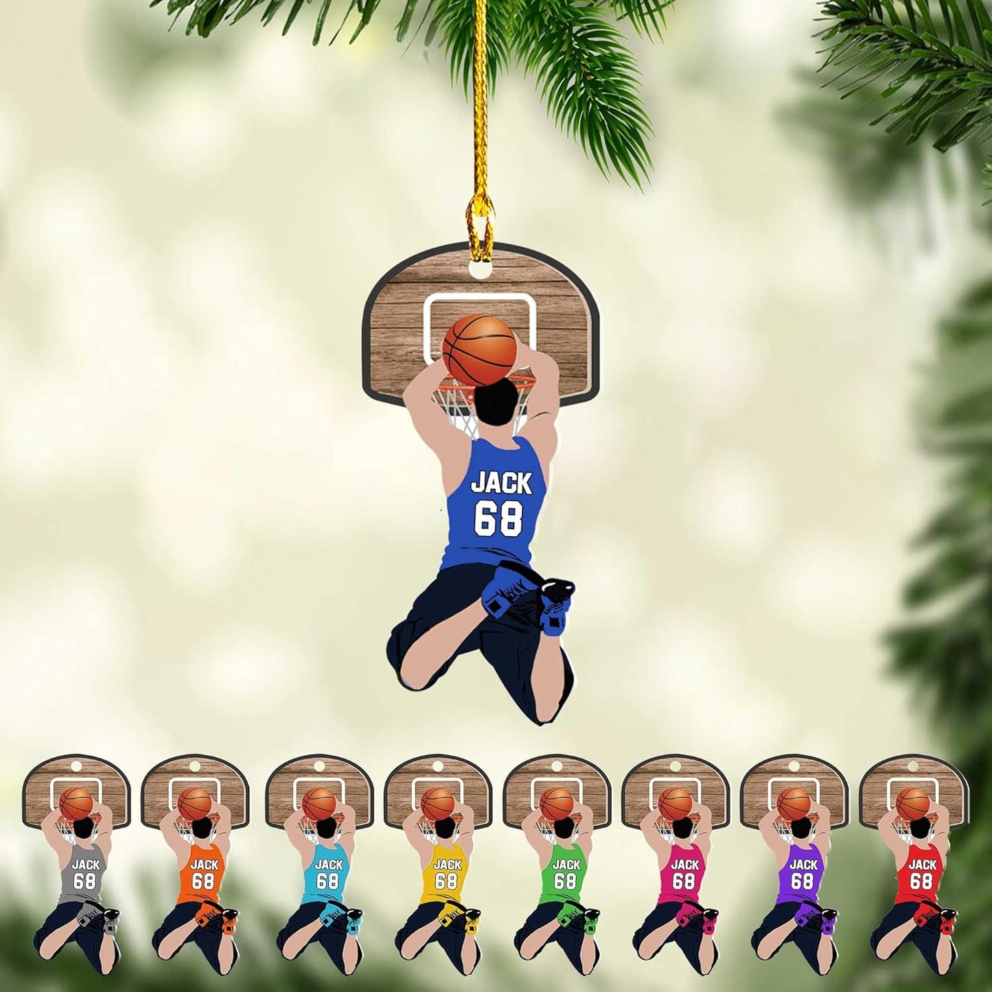 Personalized Basketball Player Man Ornament, Custom Name Number Basketball Ornament ON1008