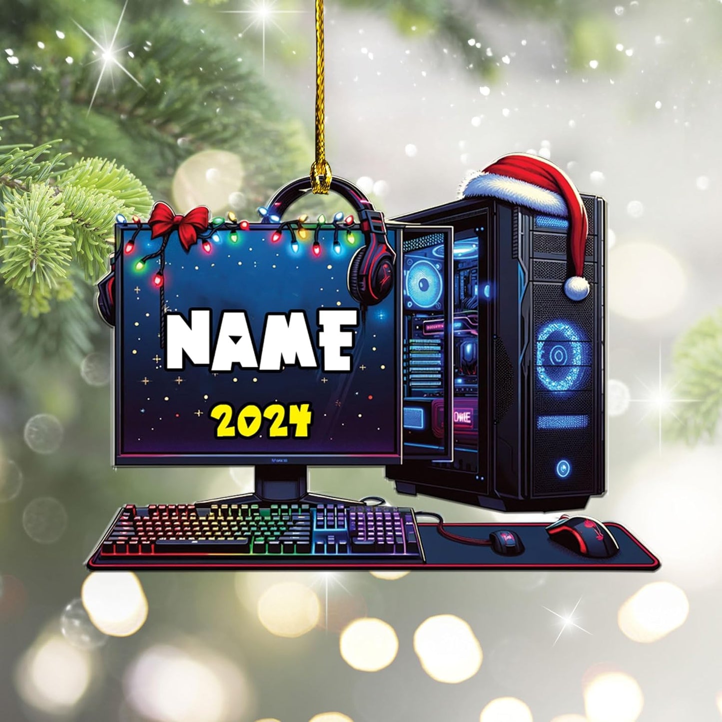 Personalized PC Computer Christmas Ornament 2024, Custom Name Game Player Ornament ON0677