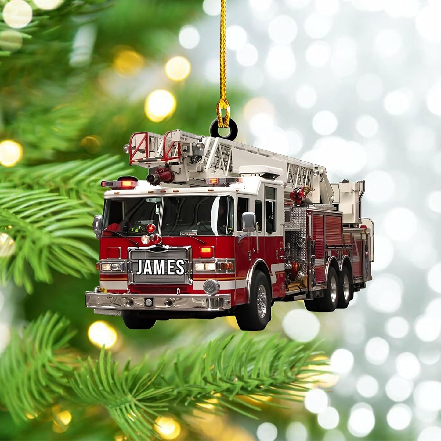 Personalized Fire Truck Firefighter Christmas Ornament, Custom Firefighter Xmas Ornament ON0622