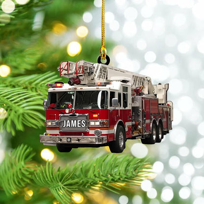 Personalized Fire Truck Firefighter Christmas Ornament, Custom Firefighter Xmas Ornament ON0622