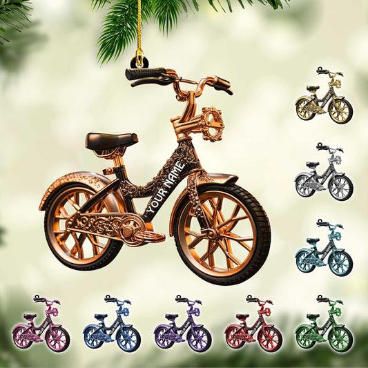 Personalized Bike Colorful Christmas Ornaments 2024, Custom Cycling Biking Bicycle Ornament With Name ON0616