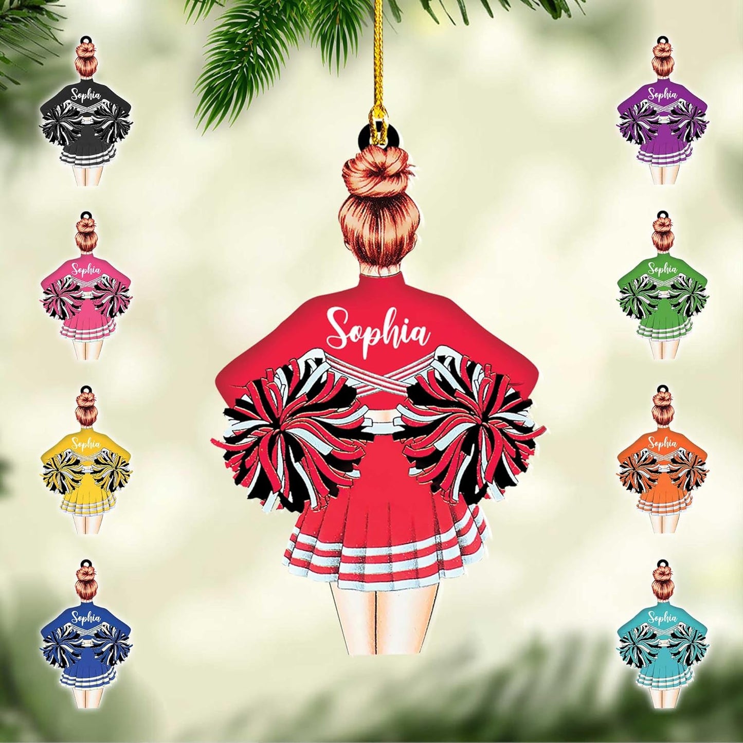 Personalized Cheerleader Girl Christmas Ornament 2024, Custom Name Cheerleader Lover Ornament ON0603