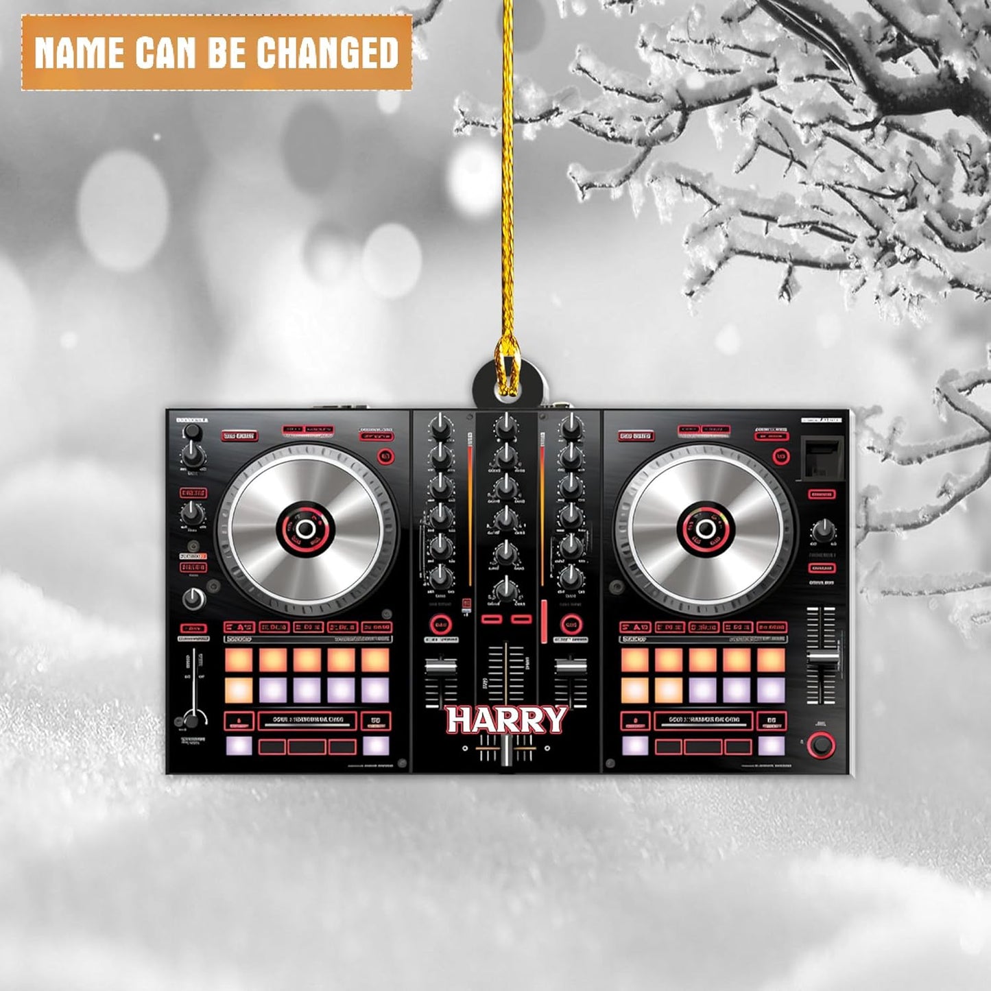 Personalized Music Mixer Turntable DJ Christmas Ornament, Custom Name DJ Lover DJ Fans Ornament ON0666