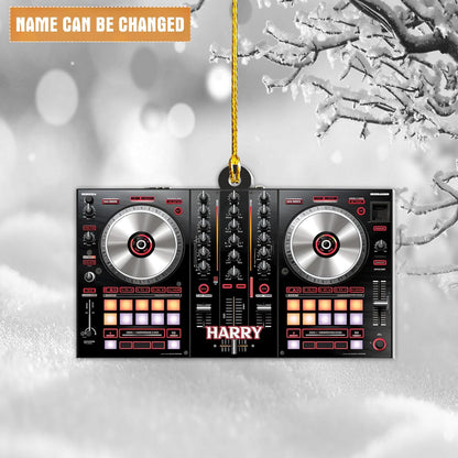 Personalized Music Mixer Turntable DJ Christmas Ornament, Custom Name DJ Lover DJ Fans Ornament ON0666