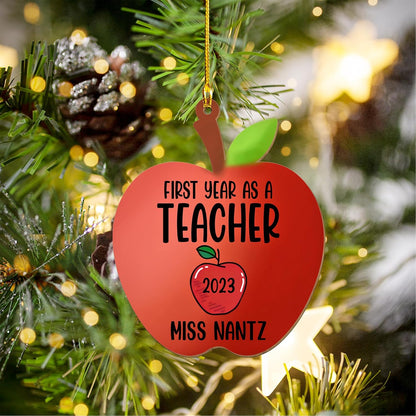 Personalized First Year As A Teacher Christmas Ornament, Custom Teacher Ornament 2024 ON0641