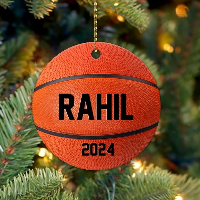 Personalized Basketball Christmas Ornament 2024, Custom Name Basketball Ornament for Kids Boys Girls ON0563