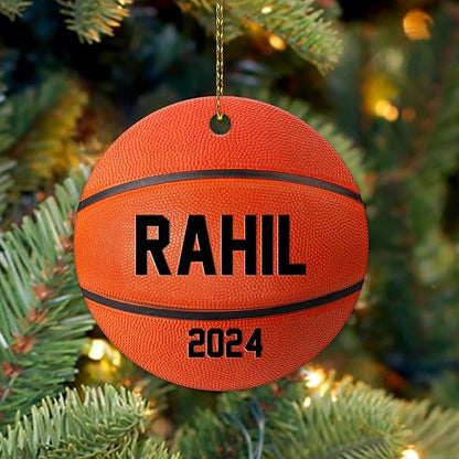 Personalized Basketball Christmas Ornament 2024, Custom Name Basketball Ornament for Kids Boys Girls ON0563