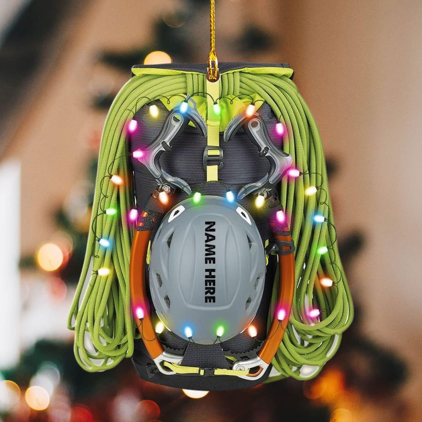 Personalized Mountain Climbing Bag Rock Climbing Light Christmas Ornament, Custom Rock Climber Ornament ON0847