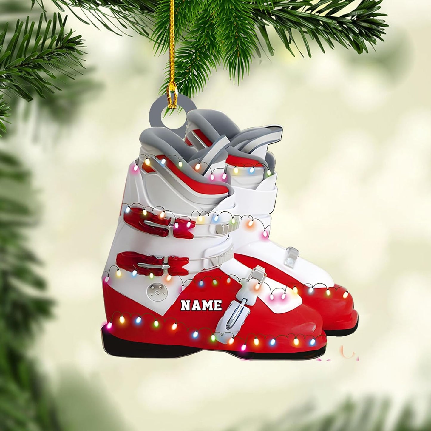 Personalized Skiing Shoes Ornament, Custom Snowboarding Christmas Ornament With Name ON0611